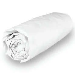 Soleil D'Ocre Drap housse en polycoton 90x200 cm PERCALE blanc, par