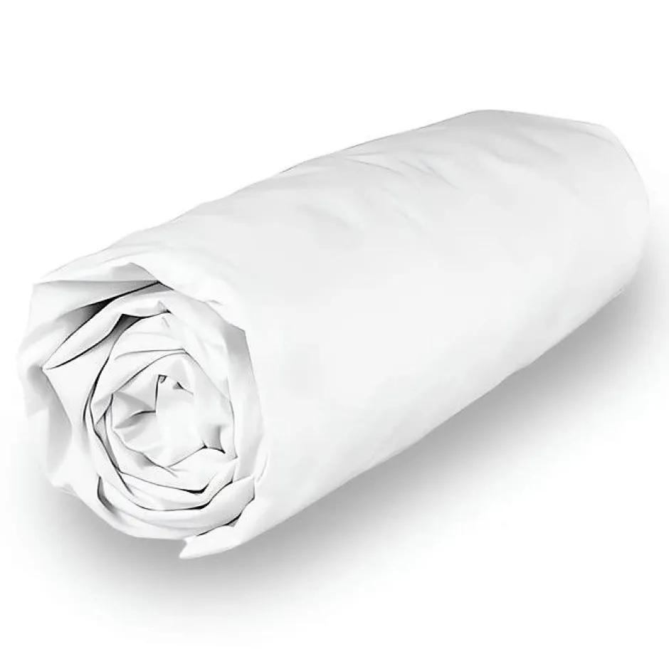 Soleil D'Ocre Drap housse en polycoton 90x200 cm PERCALE blanc, par