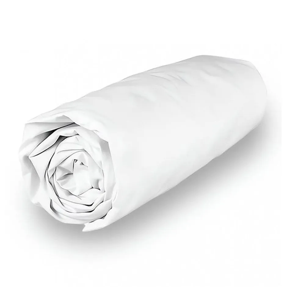 Soleil D'Ocre Drap housse en polycoton 90x190 cm PERCALE blanc, par