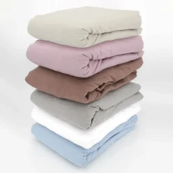 Linnea Drap housse flanelle unie 140x190 cm coton WALES beige Nougat Discount