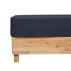 Atmosphera Créateur D'Intérieur Drap housse Flora gaze de coton bleu 160x200cm - Atmosphera