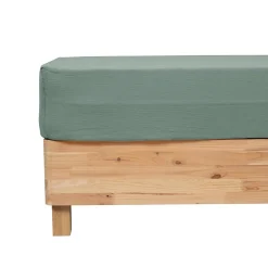 Atmosphera Créateur D'Intérieur Drap housse Flora gaze de coton vert céladon 160x200cm - Atmosphera