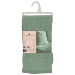 Atmosphera Créateur D'Intérieur Drap housse Flora gaze de coton vert céladon 140x190cm - Atmosphera