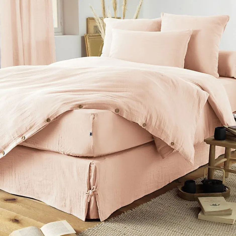 L'Effet Papillon Drap housse "Gaïa" toutes dimensions "Gaze de Coton" - Gaïa Guimauve - 90 x 190 cm bonnet de 30 cm Outlet