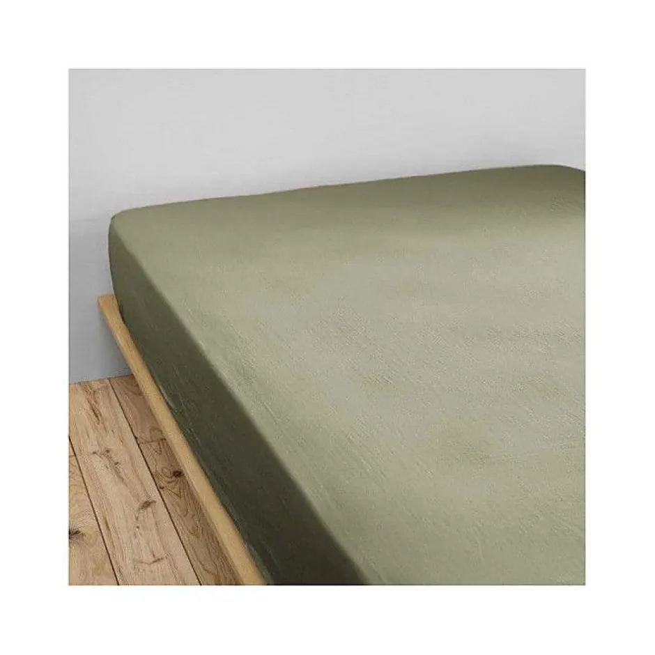 L'Effet Papillon Drap housse "Gaïa" toutes dimensions "Gaze de Coton" - Gaia Romarin - 140 x 200 cm bonnet de 30 cm