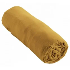 L'Effet Papillon Drap housse "Gaïa" toutes dimensions "Gaze de Coton" - Gaïa Safran - 140 x 190 cm bonnet de 30 cm Discount