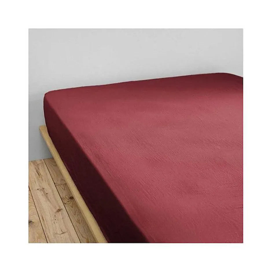 L'Effet Papillon Drap housse "Gaïa" toutes dimensions "Gaze de Coton" - Gaïa Terracotta - 200 x 200 cm bonnet de 30 cm