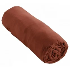 L'Effet Papillon Drap housse "Gaïa" toutes dimensions "Gaze de Coton" - Gaia Terracotta - 90 x 200 cm bonnet de 30 cm Hot