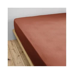 L'Effet Papillon Drap housse "Gaïa" toutes dimensions "Gaze de Coton" - Gaia Terracotta - 90 x 200 cm bonnet de 30 cm Hot