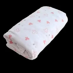 Domiva Drap housse imprimé Lapinou (60x120 cm - Rose Clair)