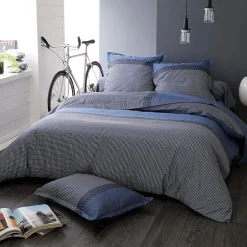Linnea Drap housse imprimé 90x190 cm bonnet 30 cm satin de coton ENZO bleu Sale