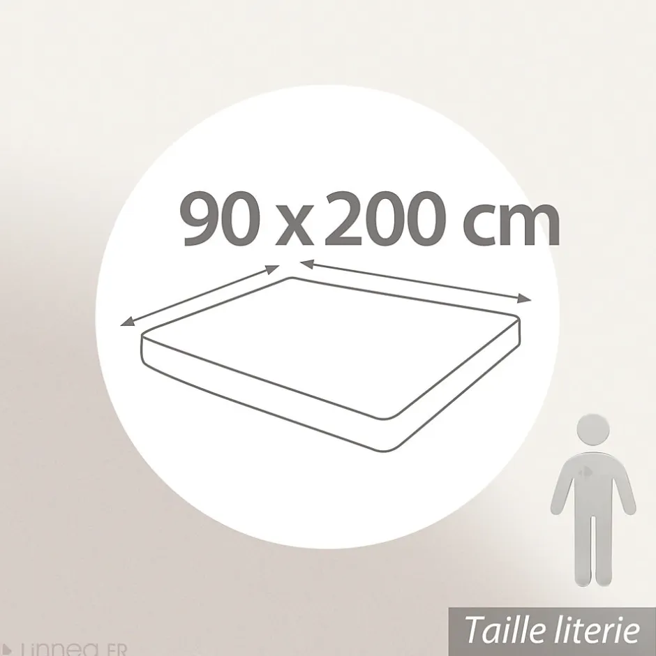 Linnea Drap housse imprimé 90x200 cm bonnet 30 cm satin de coton ENZO bleu