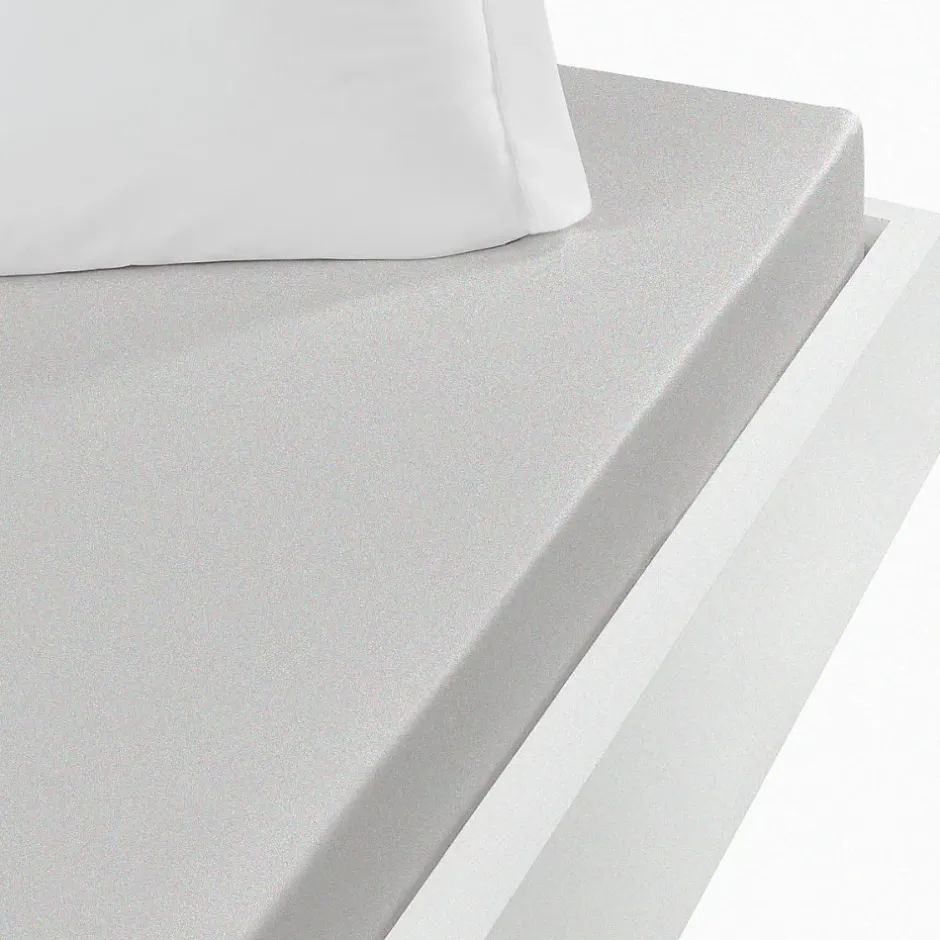 Sensei Maison Drap housse jersey coton peigné extensible bonnet 30 cm Gris Perle 90x200 cm MANHATTAN Clearance