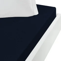 Sensei Maison Drap housse jersey coton peigné extensible bonnet 30 cm Bleu Nuit 160x200 cm MANHATTAN