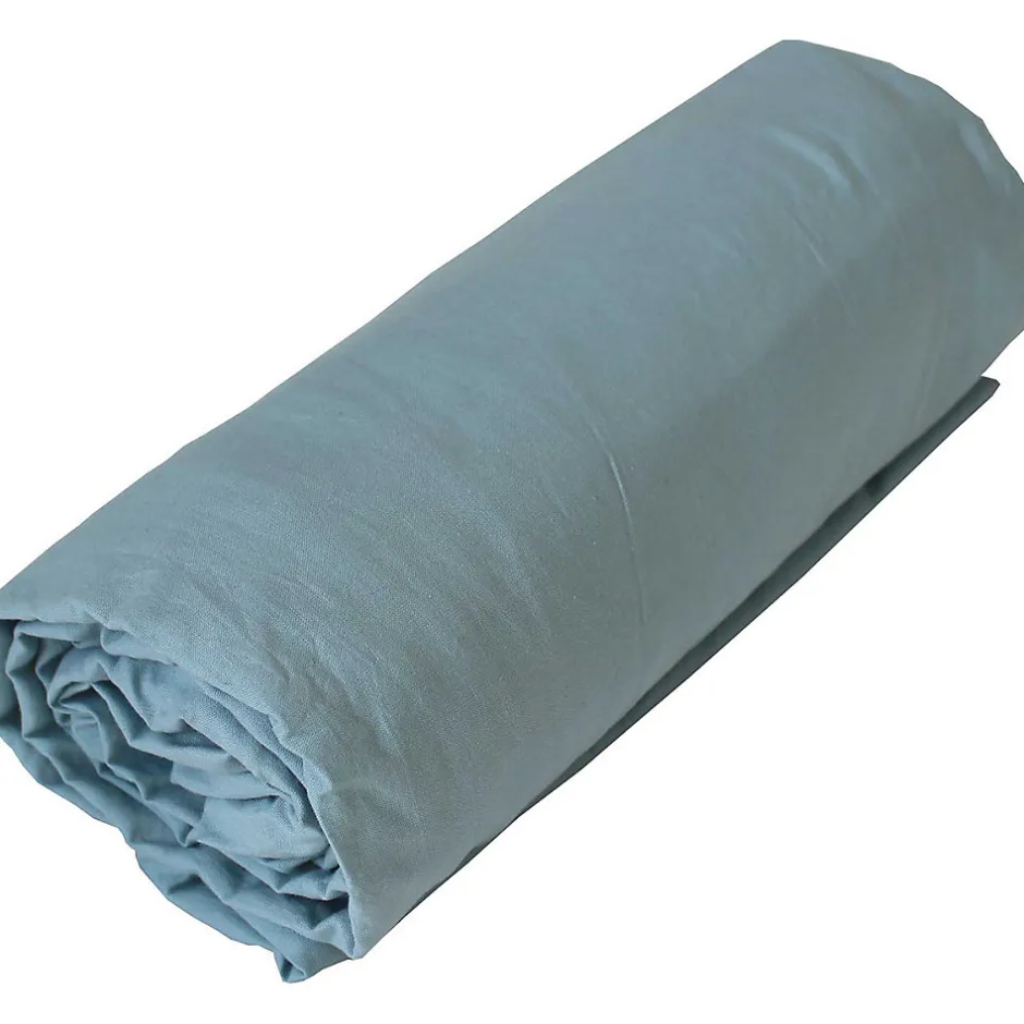 Tradilinge Drap housse jersey uni en 100% coton (90x190 cm - Bleu)