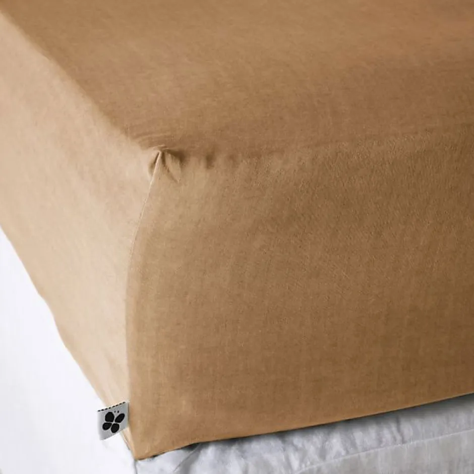 L'Effet Papillon Drap housse "Lysandre" toutes dimensions "Lyocel" - Lysandre Camel - 180 x 200 cm bonnet de 30 cm Hot