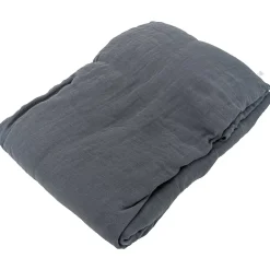 Linnea Drap housse MILOS mousseline de coton 140x200 cm bonnet 30 cm uni noir granit Sale