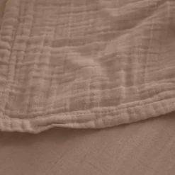 Linnea Drap housse MILOS mousseline de coton 140x200 cm bonnet 30 cm uni marron camel