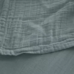 Linnea Drap housse MILOS mousseline de coton 180x200 cm bonnet 30 cm uni vert lichen Discount