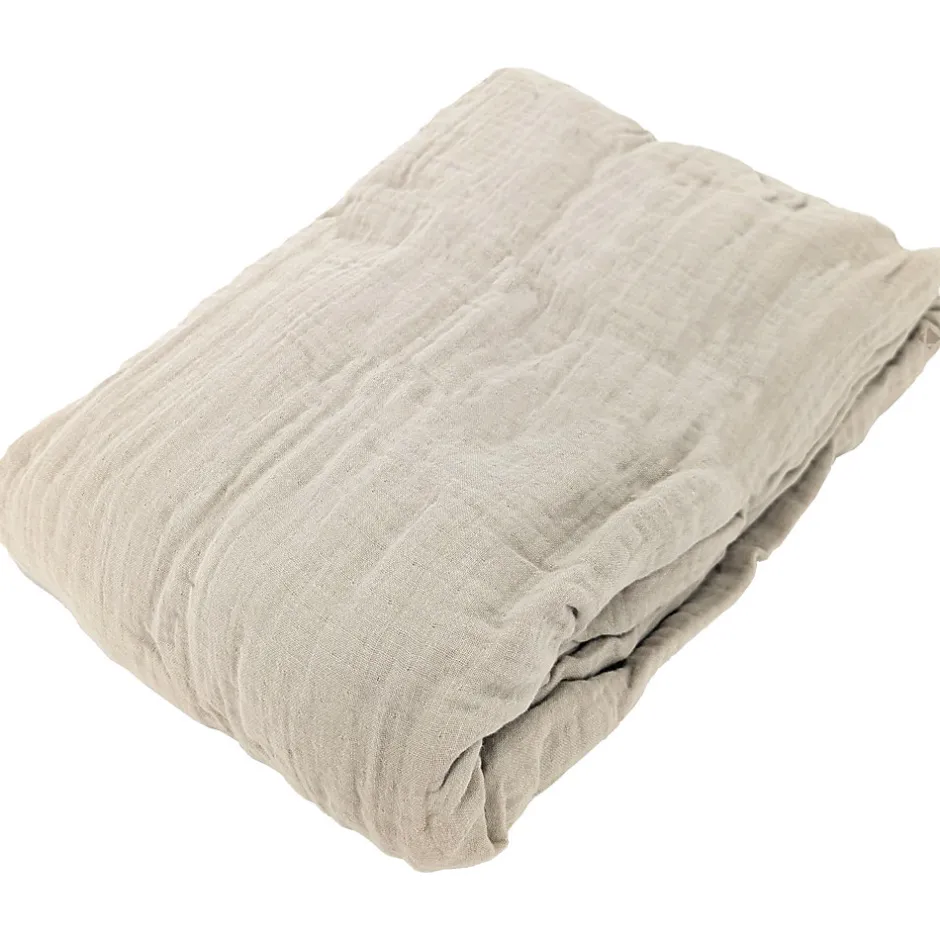 Linnea Drap housse MILOS mousseline de coton 160x200 cm bonnet 30 cm uni beige ficelle