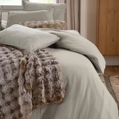 Linnea Drap housse MILOS mousseline de coton 160x200 cm bonnet 30 cm uni beige ficelle