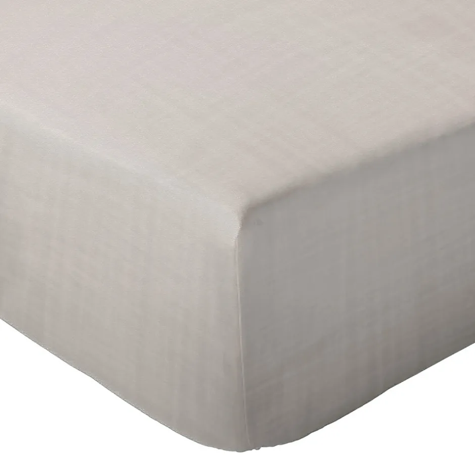 Linnea Drap housse MILOS mousseline de coton 160x200 cm bonnet 30 cm uni beige ficelle