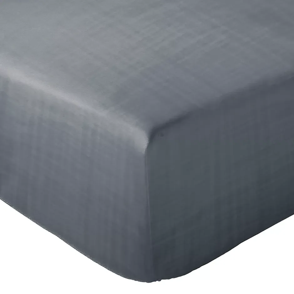 Linnea Drap housse MILOS mousseline de coton 180x200 cm bonnet 30 cm uni noir granit Best