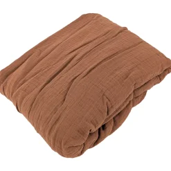 Linnea Drap housse MILOS mousseline de coton 160x200 cm bonnet 30 cm uni marron cognac Best