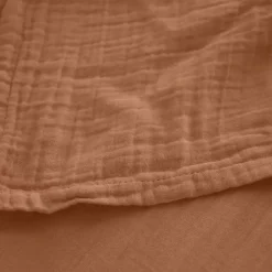 Linnea Drap housse MILOS mousseline de coton 160x200 cm bonnet 30 cm uni marron cognac Best