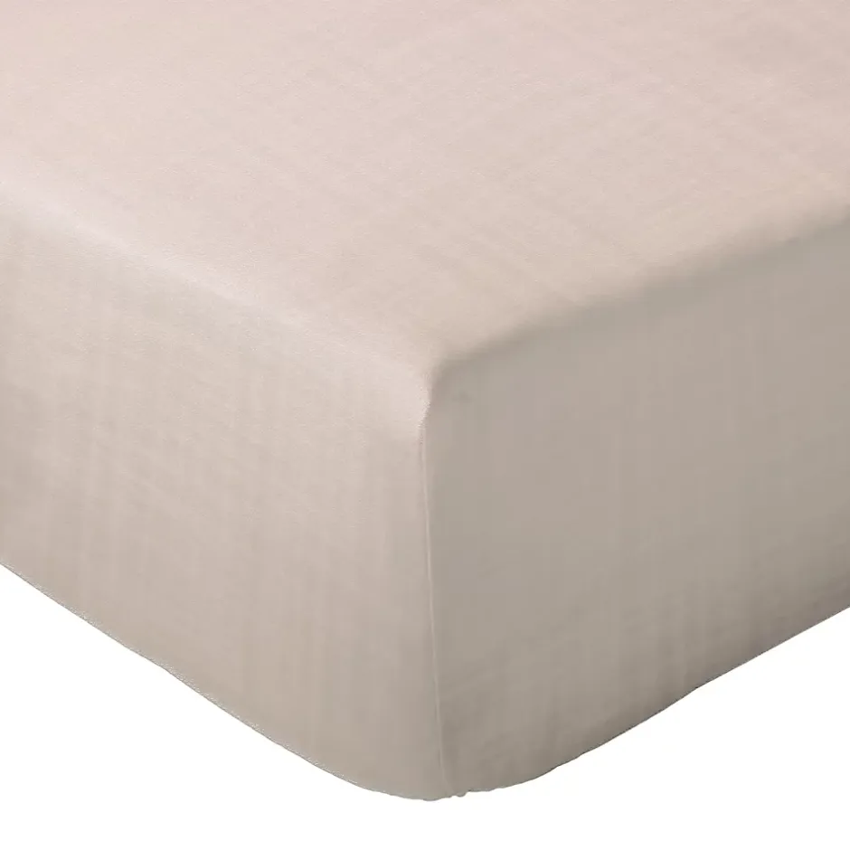 Linnea Drap housse MILOS mousseline de coton 140x200 cm bonnet 30 cm uni beige naturel Best