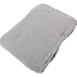 Linnea Drap housse MILOS mousseline de coton 180x200 cm bonnet 30 cm uni gris cendre