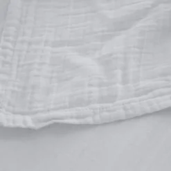 Linnea Drap housse MILOS mousseline de coton 140x200 cm bonnet 30 cm uni blanc neige