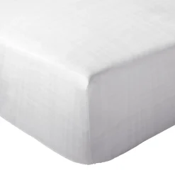 Linnea Drap housse MILOS mousseline de coton 140x200 cm bonnet 30 cm uni blanc neige
