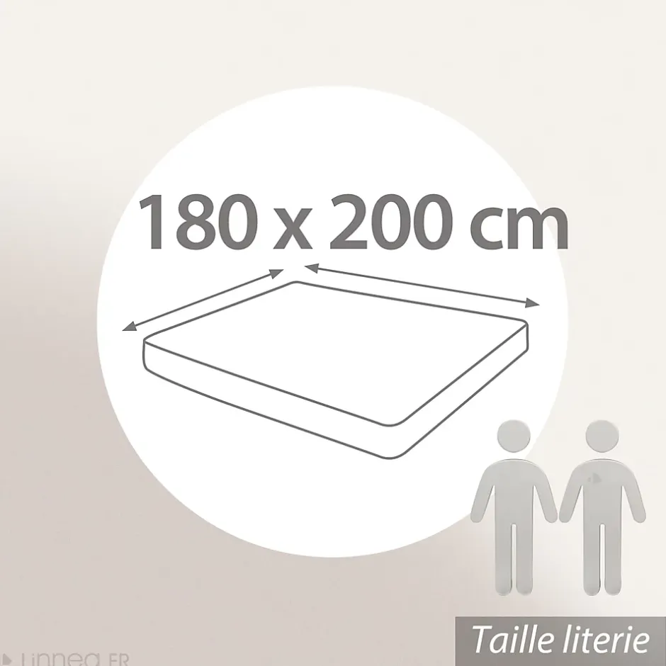 Linnea Drap housse MILOS mousseline de coton 180x200 cm bonnet 30 cm uni beige ficelle Discount