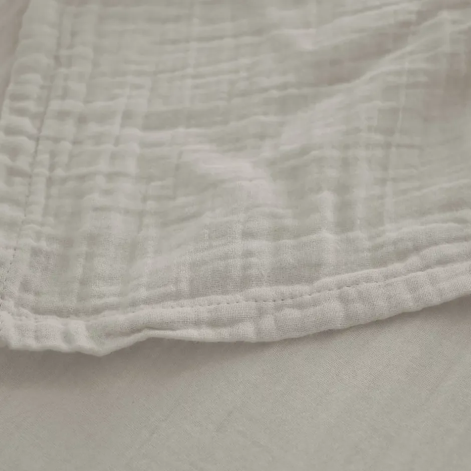 Linnea Drap housse MILOS mousseline de coton 180x200 cm bonnet 30 cm uni beige ficelle Discount