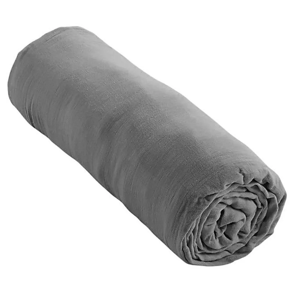 Coton Pur Drap housse "Noah" toutes dimensions "Gaze de Coton" - Noah Ardoise - 90 x 190 cm bonnet de 30 cm