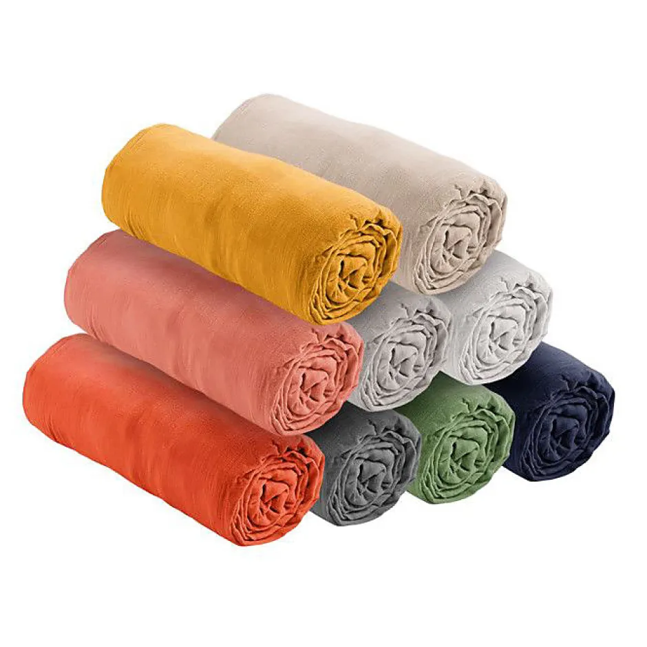 Coton Pur Drap housse "Noah" toutes dimensions "Gaze de Coton" - Noah Ardoise - 90 x 190 cm bonnet de 30 cm