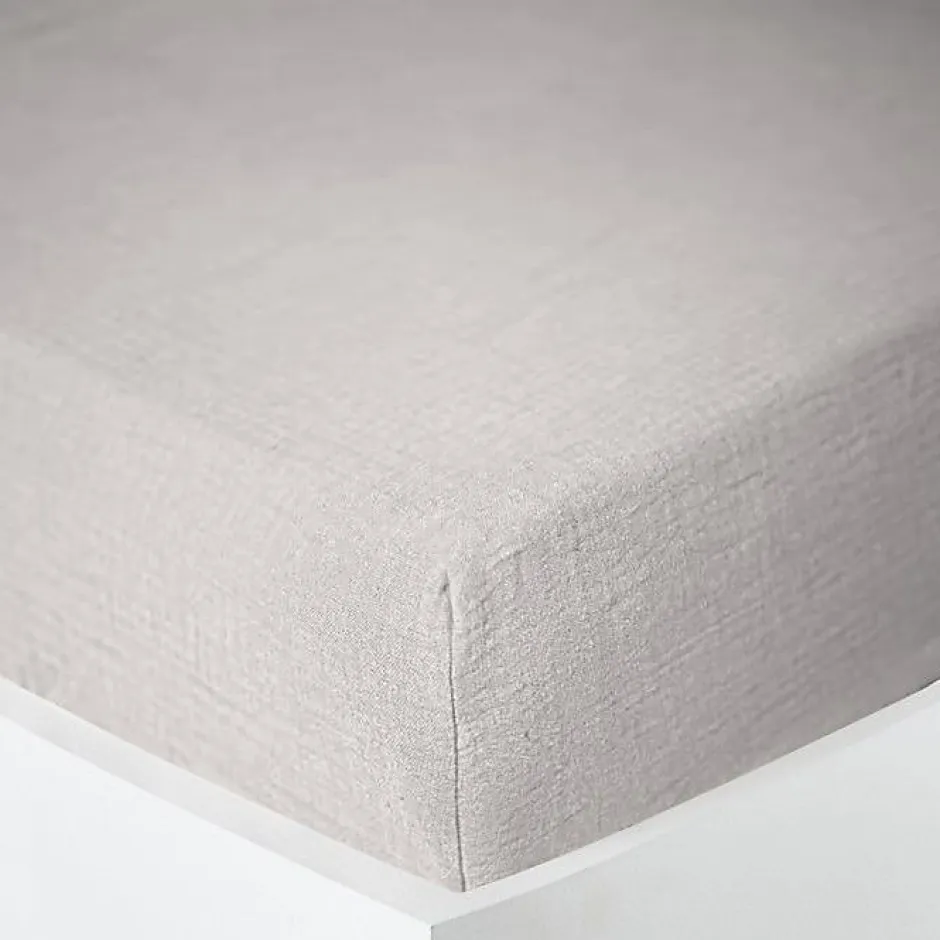 Coton Pur Drap housse "Noah" toutes dimensions "Gaze de Coton" - Noah Perle - 90 x 190 cm bonnet de 30 cm Clearance