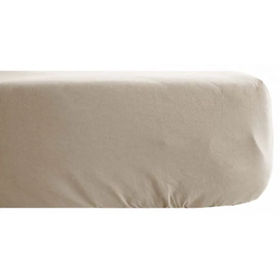 Vent Du Sud Drap housse Palace pur coton teint lavé 63 fils/cm² - Palace Lin - 140 x 190 cm bonnet de 35 cm