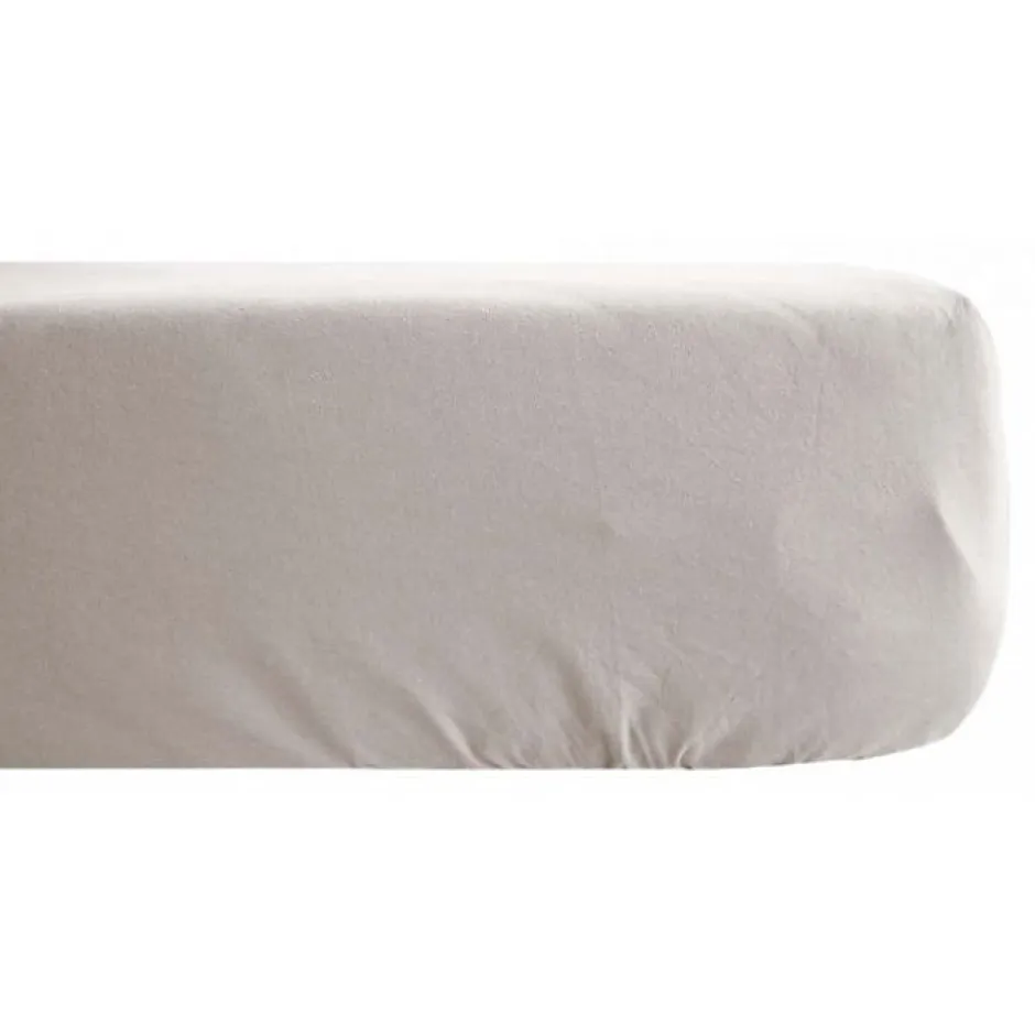Vent Du Sud Drap housse Palace pur coton teint lavé 63 fils/cm² - Palace Naturel - 140 x 190 cm bonnet de 35 cm