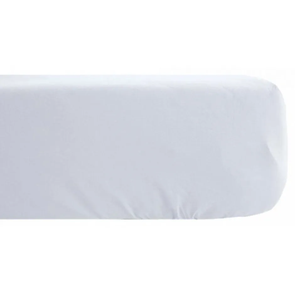 Vent Du Sud Drap housse Palace pur coton teint lavé 63 fils/cm² - Palace Neige - 160 x 200 cm bonnet de 35 cm