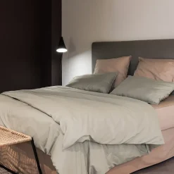 Linnea Drap housse PALACE pur coton lavé 180x200 cm bonnet 35 cm uni beige lin Outlet