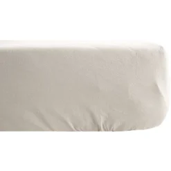 Linnea Drap housse PALACE pur coton lavé 180x200 cm bonnet 35 cm uni beige lin Outlet