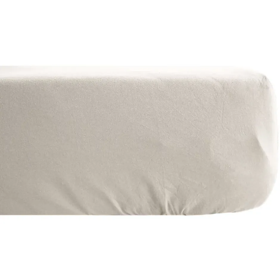 Linnea Drap housse PALACE pur coton lavé 180x200 cm bonnet 35 cm uni beige lin Outlet