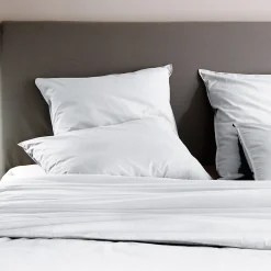 Linnea Drap housse PALACE pur coton lavé 90x190 cm bonnet 30 cm uni blanc neige