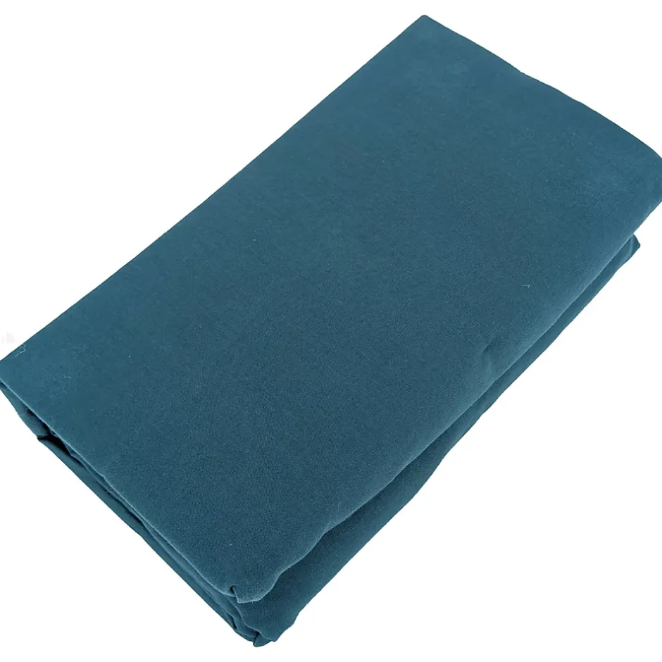 Linnea Drap housse PALACE pur coton lavé 180x200 cm bonnet 35 cm uni bleu marine Sale
