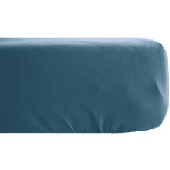 Linnea Drap housse PALACE pur coton lavé 180x200 cm bonnet 35 cm uni bleu marine Sale