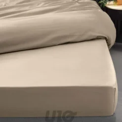 Douceur D'Intérieur Drap Housse Percale Bonnet 30 Cm 200x160cm Marron Claire Naturel New