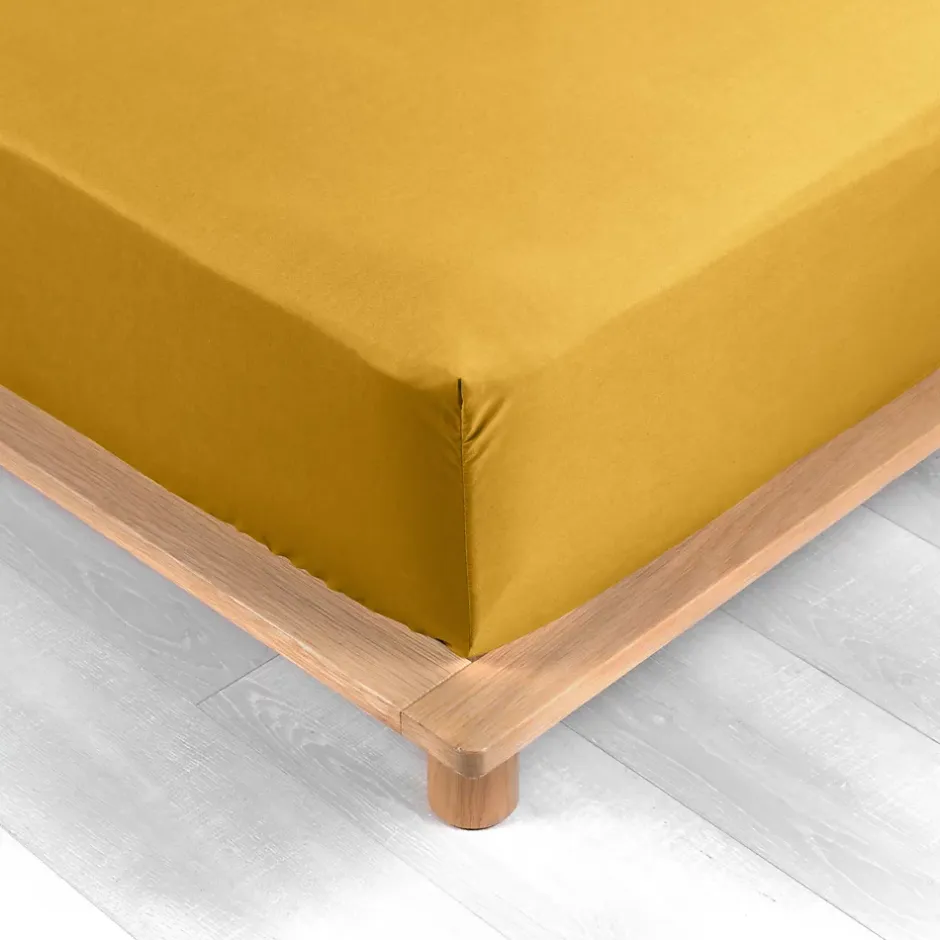 Douceur D'Intérieur Drap Housse Percale Bonnet 30 Cm 200x160cm jaune Clearance