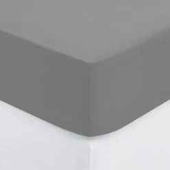 Eden Drap housse percale de coton uni 160 x 200 cm Harmonie gris